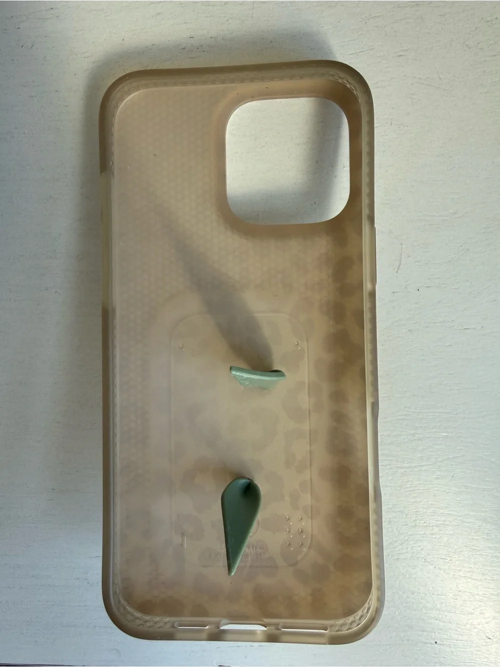 Loopy Case Beige Leopard Print Phone Case with Green Loopy Strap